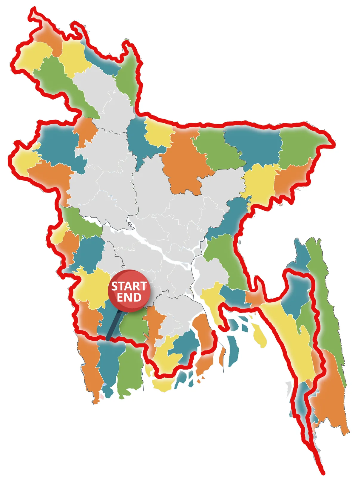 Proposed Expedition Bongochakra route around Bangladesh