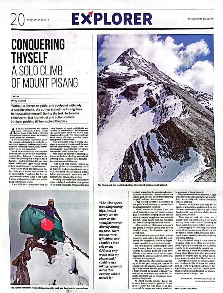 Conquering thyself: a solo climb of Mount Pisang